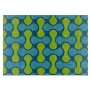 Planche À Découper Motif géométrique Abstrait rétro en bleu et vert