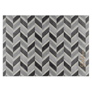 Planche À Découper Motif géométrique chevron gris moderne monogramme