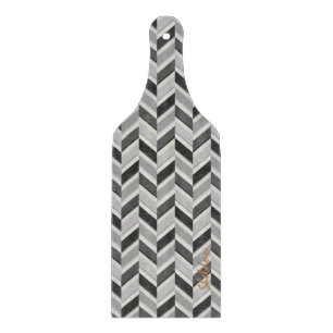 Planche À Découper Motif géométrique chevron gris moderne monogramme
