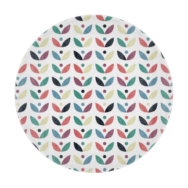 Planche À Découper Motif géométrique floral d'art populaire (Devant)