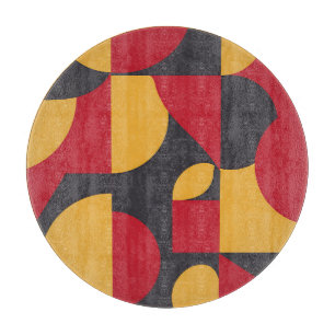 Planche À Découper Motif géométrique gras rouge jaune gris du milieu 
