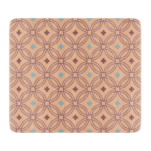 Planche À Découper Motif géométrique interversible rose et bleu rétro
