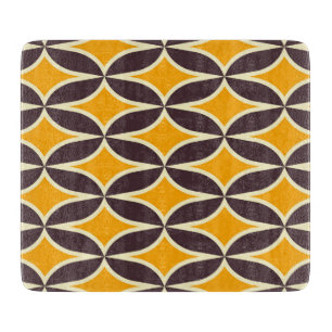 Planche À Découper Motif géométrique rétro feuille jaune et marron