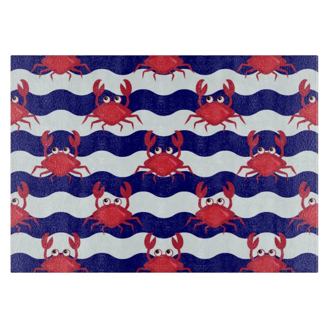 Planche À Découper Motif heureux de crabes (Devant)