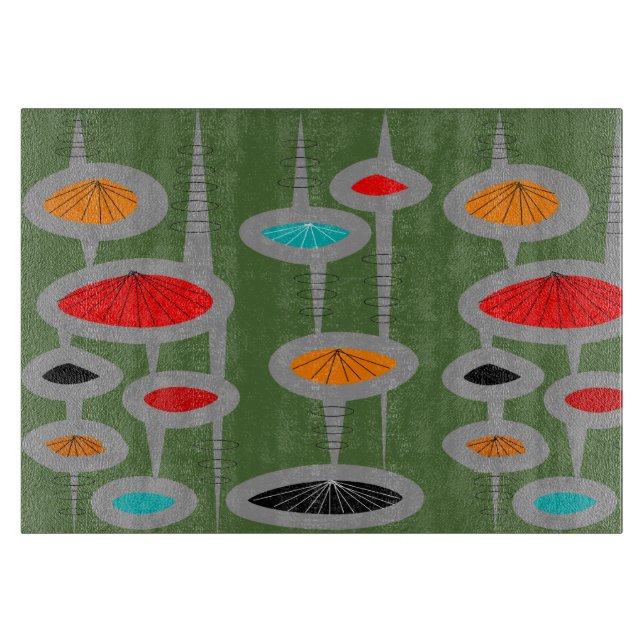 Planche À Découper Motif inspiré du milieu du siècle atomique  (Devant)