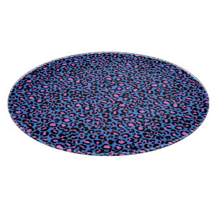 Planche À Découper Motif léopard en framboise sur bleu électrique