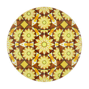 Planche À Découper Motif Mandala, tons marron et or