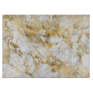 Planche À Découper Motif marbre blanc et or moderne