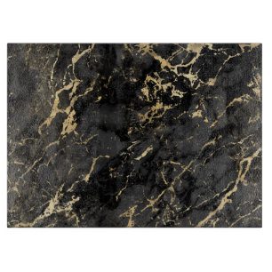 Planche À Découper Motif marbre noir et or moderne