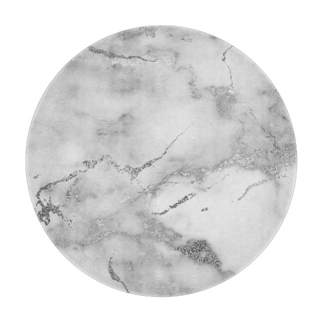 Planche À Découper Motif moderne en marbre blanc et argent (Devant)