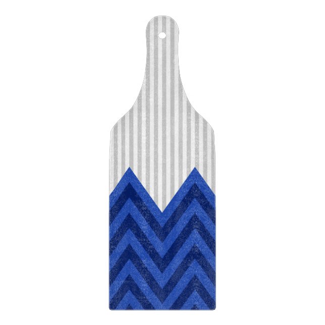 Planche À Découper Motif moderne Royal Blue Chevron Gris Gris Gris (Devant)