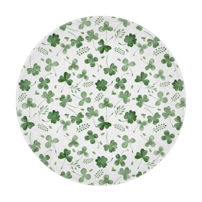 Planche À Découper Motif mou de shamrock d'aquarelle (Devant)