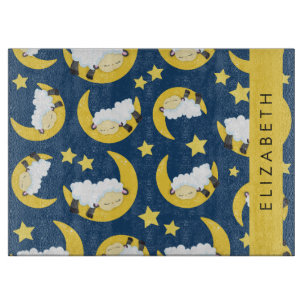 Planche À Découper Motif mouton, Mouton dormant, Lune, Votre Nom