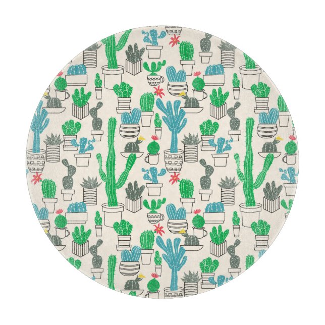 Planche À Découper Motif naturel des cactus floraux (Devant)