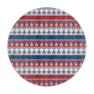 Planche À Découper Motif norvégien rayé bleu rouge
