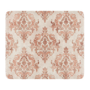 Planche À Découper Motif ornemental aquarelle damassé pêche chaud
