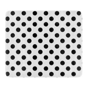 Planche À Découper Motif Pois noir sur blanc