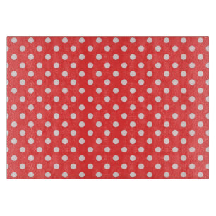 Planche À Découper Motif pois rouges corail et blancs