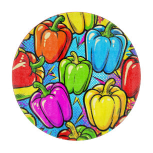 Planche À Découper Motif Poivrons Pop Art