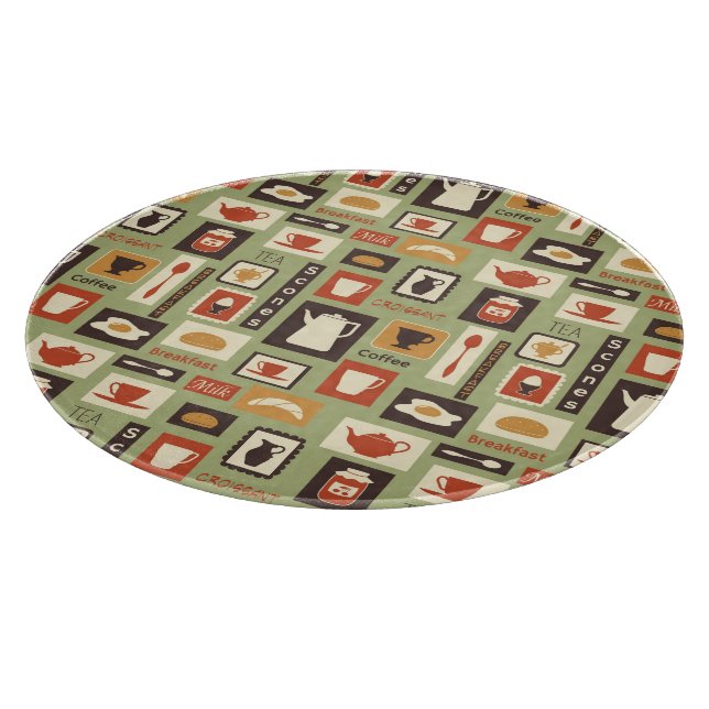Planche À Découper motif rétro avec cuisine pour le petit-déjeuner (Coin)