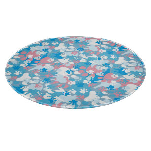 Planche À Découper Motif rose et bleu de chien de camouflage