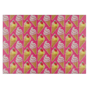 Planche À Découper Motif rose Kawaii avec crème glacée aux fraises