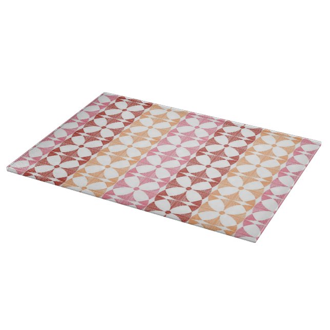 Planche À Découper Motif rouge géométrique de rayures d'ikat (Coin)