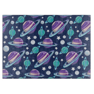 Planche À Découper Motif spatial, Planètes, Étoiles, Galaxie, Cosmos