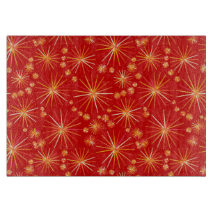Planche À Découper Motif Spoutnik du milieu du siècle, Rouge Profond