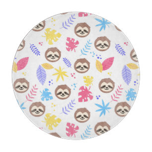 Planche À Découper Motif tropical de paresse et de feuille
