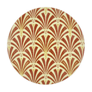 Planche À Découper Motif ventilateur Art déco - cuivre sur jaune