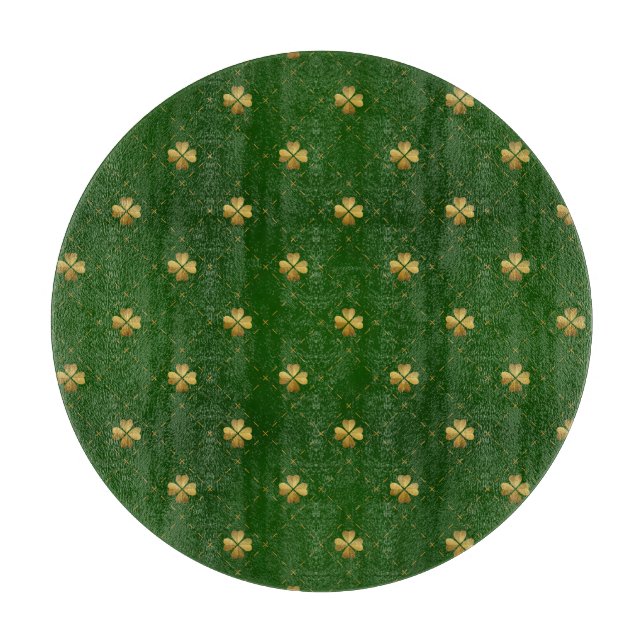 Planche À Découper Motif vert d'or de trèfle (Devant)