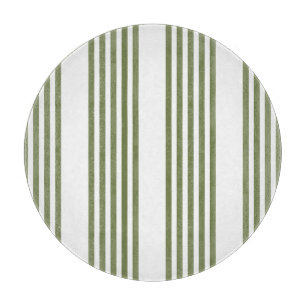 Planche À Découper Motif vert olive et blanc cinq bandes