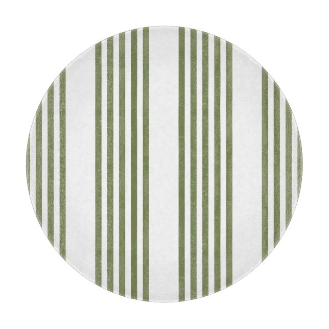 Planche À Découper Motif vert olive et blanc cinq bandes (Devant)