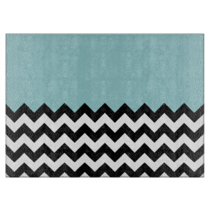 Planche À Découper Motif Zigzag noir et blanc, Chevron, Bleu