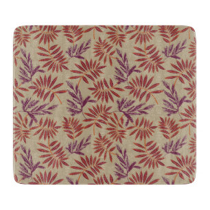 Planche À Découper Motifs de feuilles rouges et violettes animés sur 