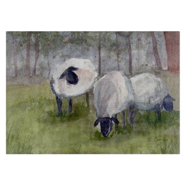 Planche À Découper Mouton de pâturage rustique (Devant)