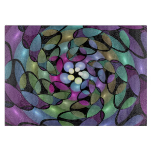 Planche À Découper Mouvements colorés Abstrait Trippy Fractal Art
