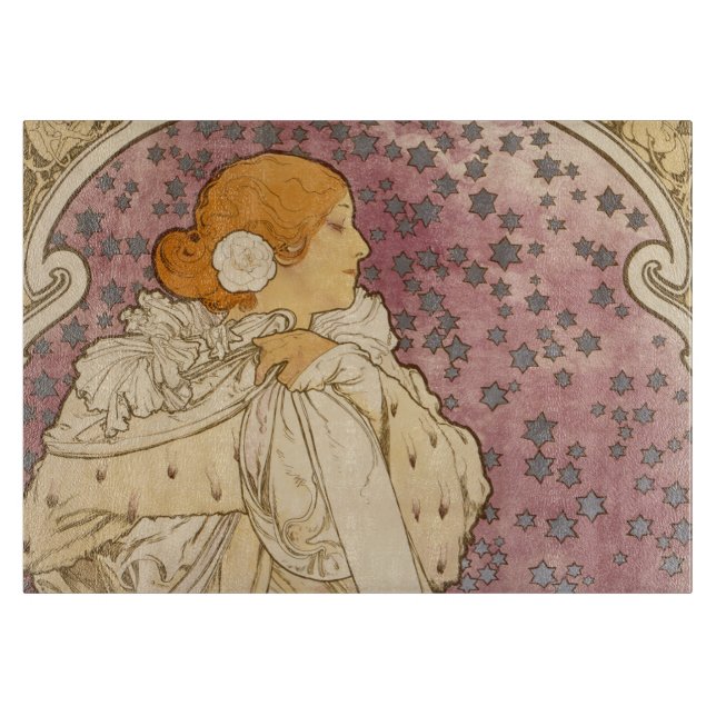 Planche À Découper Mucha Art nouveau femme beauté (Devant)