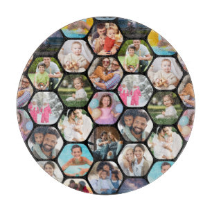 Planche À Découper Multi Photo Collage Simple Moderne Hexagon Motif