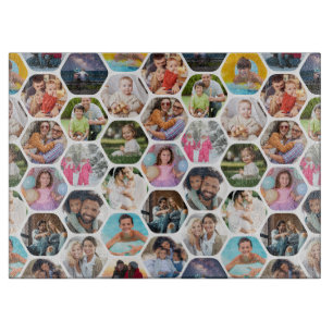 Planche À Découper Multi Photo Collage Simple Moderne Hexagon Motif