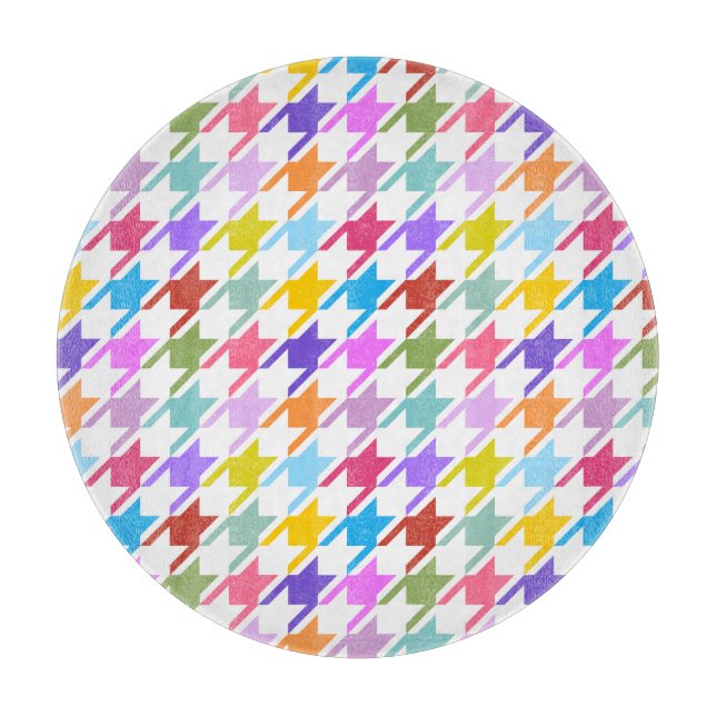 Planche À Découper Multicolor Houndstooth+Motif blanc (Devant)