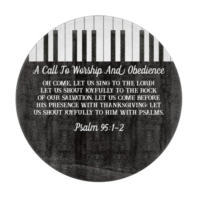 Planche À Découper Music Piano Keys Black & White Bible Verse (Devant)