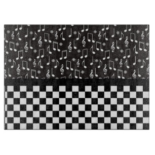 Planche À Découper Musique et damier noir et blanc