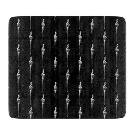 Planche À Découper Musique Motif Melting Treble Clef Blanc et Noir