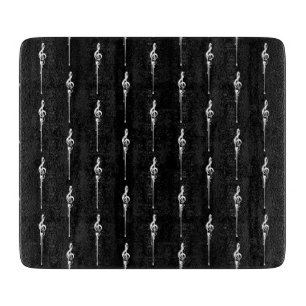 Planche À Découper Musique Motif Melting Treble Clef Blanc et Noir