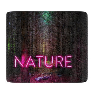 Planche À Découper Mystère forêt d'épinette nature néon magenta signe