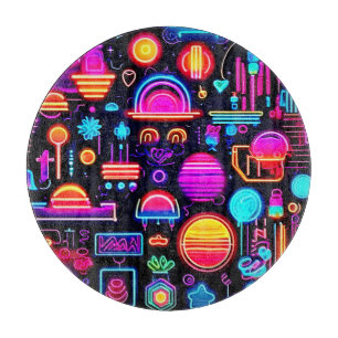 Planche À Découper Neon Géométrique Abstrait