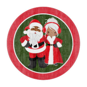 Planche À Découper Noël Africain Américain Père Noël Mme Claus