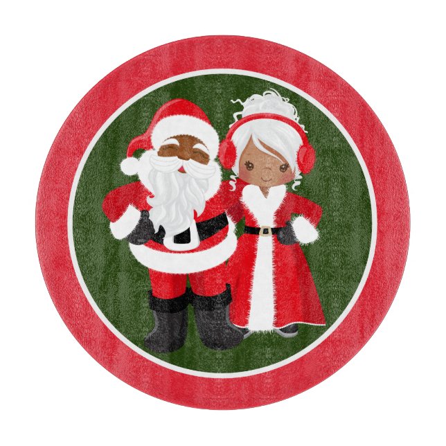 Planche À Découper Noël Africain Américain Père Noël Mme Claus (Devant)